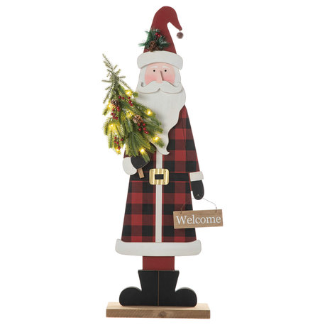 36"H Lighted Wooden Snowman Porch Decor, Santa