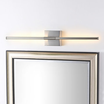 Makena 28" Dimmable Integrated Led Metal Wall Sconce, Nickel