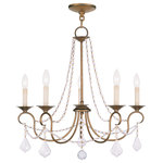 Livex Lighting - Livex Lighting 6515-48 Pennington - Five Light Chandelier - Canopy Included.  Canopy DiametPennington Five Ligh Antique Gold Leaf Cl *UL Approved: YES Energy Star Qualified: n/a ADA Certified: n/a  *Number of Lights: Lamp: 5-*Wattage:60w Candelabra Base bulb(s) *Bulb Included:No *Bulb Type:Candelabra Base *Finish Type:Antique Gold Leaf