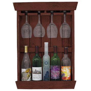 Farmhouse 5-Bottle Wine Shadow Box, Burgundy