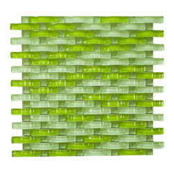 Grass Green 3D Sea Wave Glass Mosaic Tiles - Home Accessories & Decor