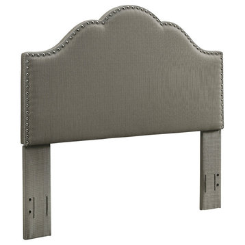 Preston Camelback Upholstered Full/Queen Headboard, Shadow Gray Linen