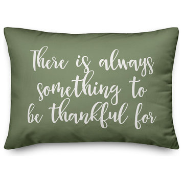 There is Always Something To Be Thankful For Lumbar Pillow, Green, 14"x20"