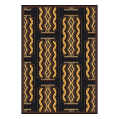Joy Carpets Any Day Matinee, Theater Area Rug, Deco Ticket, 3'10"X5'4", Brown