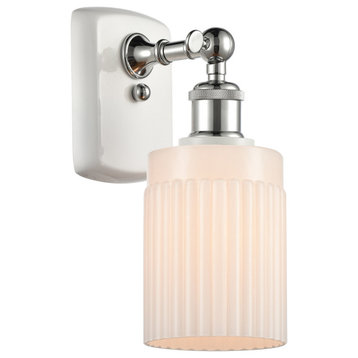 Ballston Hadley 1 Light Wall Sconce, White and Polished Chrome, Matte White