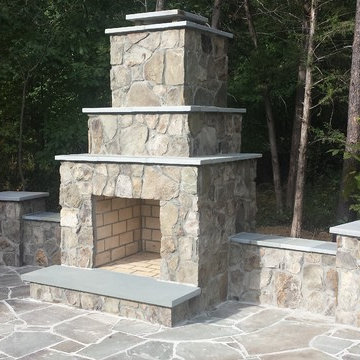Pennsylvania Irregular Flagstone patio with custom fireplace