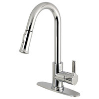 Gourmetier Continental Single-Handle Pull-Down Kitchen Faucet, Polished Chrome