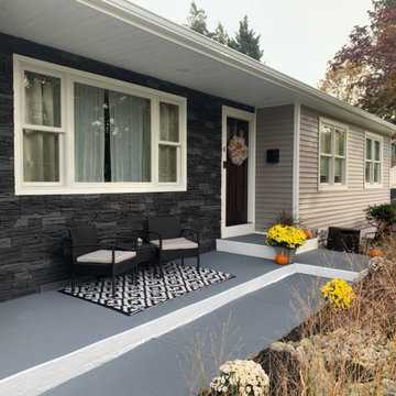 DIY Front Door Siding with Iron Ore Stacked Stone
