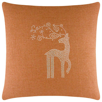 Sparkles Home Rhinestone Reindeer Pillow, Orange, 20x20