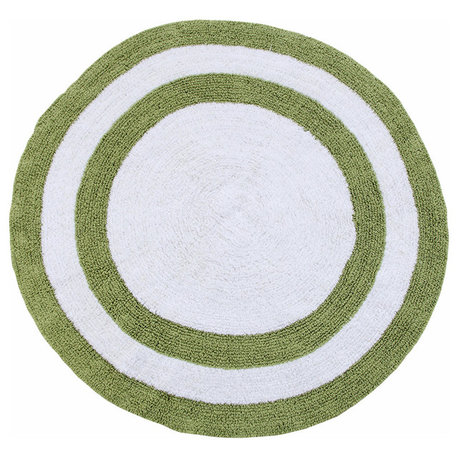 Saffron Fabs 100% Cotton 36" Round 2-Tone Reversible 200 GSF Bath Rug, Sage Gree