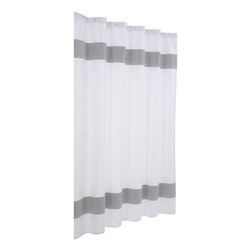 Unique Turkish Cotton Shower Curtain, Silver