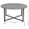 Jamestown Round Coffee Table Rustic Slate Concrete and Black Metal