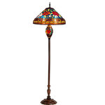 CHLOE Lighting - Sincere 3-Light Roses Double Lit Floor Lamp - Sincere, this rose design double lit floor lamp is handcrafted with pure stained glass, with gem tone, soft pedestals.  The warm colors glow of the stained glass will creates warmth to your home.  With this floor lamp you can make a soft romantic glow by using just the mid-section.