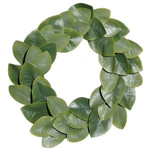 ARCADIA HOME Handmade Hand Felted Wool Wreath Green Leaves with Embroidery 14