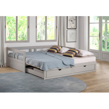 Melody Twin to King Extendable Day Bed, Storage, Dove Gray