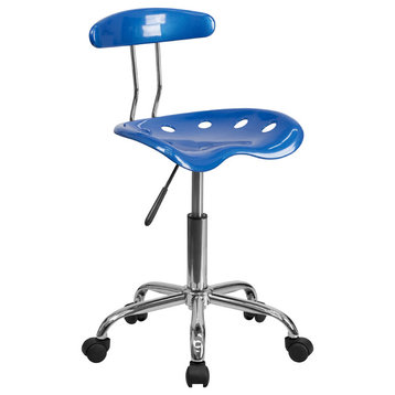 Flash Furniture Vibrant Bright Blue And Chrome Computer Task Chair