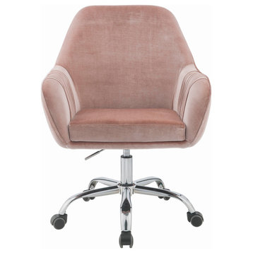 ACME Eimer Office Chair, Peach Velvet and Chrome