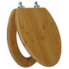 Nature Bamboo Dark Wood Grain Elongated Regular Close Chrome Hinge Toilet Seat