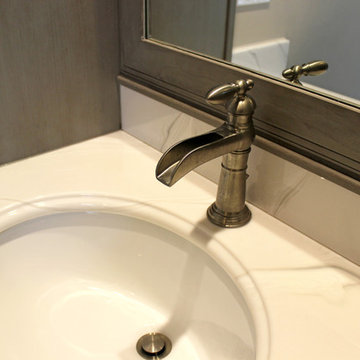 Peppercorn Cherry Vanity with Alabaster Ice Gray Cultured Marble Countertops