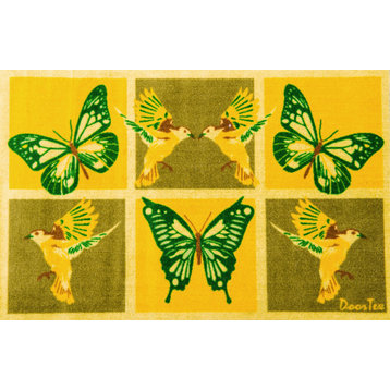 Doortex Rectangular Short Sun Room Runner, Yellow Butterfly, 20"x30"