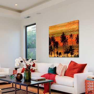 Palms Against Gold Sky
