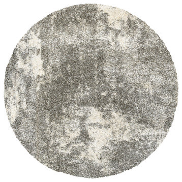 Hartley Granite Light Gray and Ivory Area Rug, 7'10" Round