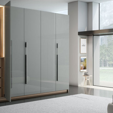 Bespoke Fitted Hinged Wardrobe With High Gloss Dust Grey by Inspired Elements