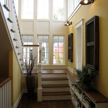 Custom designed light-filled stairwell with built-ins