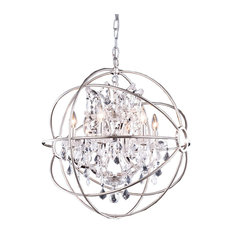 Orb Chandeliers | Houzz - Foucaults Orb Polished Nickel Crystal Chandelier, Metal 6-Light Medium -  Chandeliers