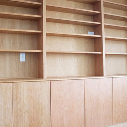 Built-in Cabinets with Hutch Shelving in Natural Cherry - Storage Cabinets