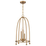 Eurofase - Eurofase Tesia 3 Light 14" Pendant, Brass - A stylishly swanky caged design features an elongated dome shape. The arched rods encircle the lamping inside that is clustered together around a central rod. To complete the design, each rod is furnished with spherical knobs.