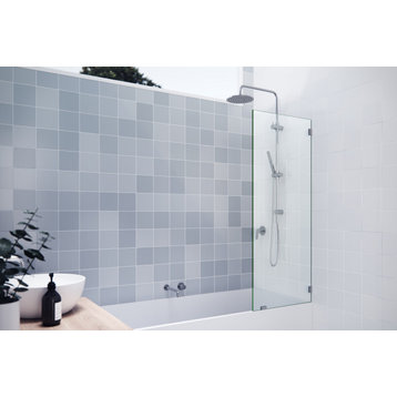 58.25"x24" Frameless Shower Bath Fixed Panel, Polished Chrome