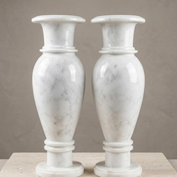Handcrafted White Marble Decorative Vases
