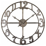 Uttermost - Uttermost 06681 Delevan 32" Metal Wall Clock - Antiqued Silver Leaf With Burnished Edges. Quartz Movement Ensures Accurate Timekeeping. Requires One "C" Battery. With The Advanced Product Engineering And Packaging Reinforcement, Uttermost Maintains Some Of The Lowest Damage Rates In The Industry. Each Product Is Designed, Manufactured And Packaged With Shipping In Mind.