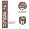 42"H Wooden "Welcome to our PORCH" Porch Sign With Metal Planter