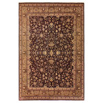 Bareens Designer Rugs - Antique Vegetable Dyed Terry Maroon/Brown Wool Rug - 8'5'' x 10'2'' - Designed with mesmerizing intricacy and gorgeous color palette, this hand-knotted masterpiece demonstrates the beauty and electrifying thrill of Pak Persian art. These meticulously hand-knotted Pak-Persian rug is made with pure wool and features breathtaking traditional, transitional, and tribal designs in bold luxurious color pallets. Known for their intricate designs these rugs are a reproduction of Persian rugs, made in Pakistan with unique Mughal designs. Made by master weavers using the same Persian texture, design and dying technique, we wanted to produce the most significant manifestation of Persian art, life, and culture. This rug is most famous for its exceptional quality, incredible designs, patterns, and vibrant rich color. Pak-Persian rugs made with Persian weave with high knot counts, which enables the high intricacy and detail found in the patterns are also referred to as "State of art", each color adds a rich beautiful detail in the artwork of this rug. The design, color, and beautiful chromatic composition with a vibrant sheen with intricate designs, exude beauty, elegance, and quality make this rug a masterpiece of its own.