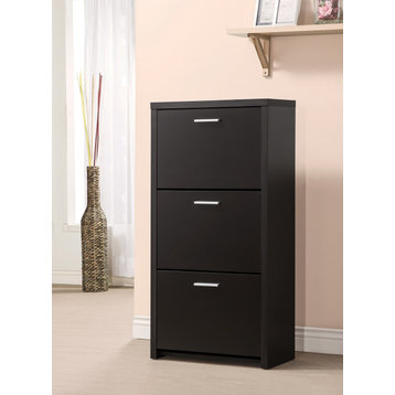 3 Drawers Tall Shoe Cabinet, Black