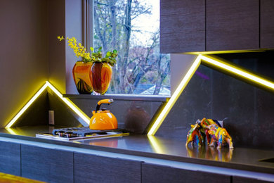 Inspiration for a large modern kitchen remodel in New York with an island