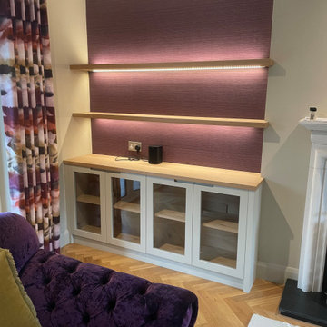 BESPOKE ALCOVE DRINKS CABINET AND DISPLAY SHELVES