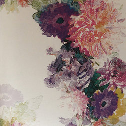 HIGHGARTH &ndash; DARK PINK, PURPLE ON CREAM PEARL Pattern Number: 2016-101-04 - Wallpaper