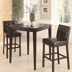 Coaster 3-Piece Cappuccino Square Pub Bar Table with 2 Bar Stools Set - Dining Sets