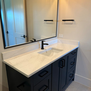Navy Vanity with Cambria Quartz Countertop | Secondary Bath | Argyle, TX