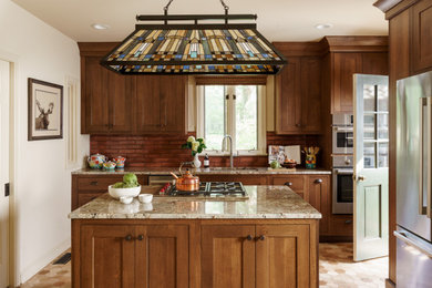 Arts and crafts kitchen photo in Kansas City