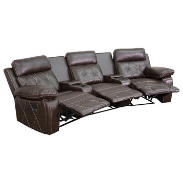 Flash Reel Comfort 3 Seat BN Theater Seating, Curved Cup - BT-70530-3-BRN-CV-GG