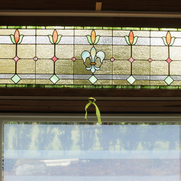 Reclaimed Antique Stained glass windows find a new home.