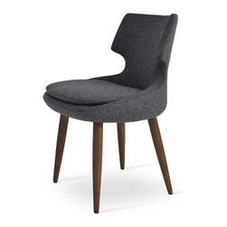 PATARA WOOD WALNUT-DARK GREY CAMIRA WOOL - Dining Chairs