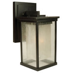 Craftmade Lighting - Craftmade Lighting Z3724-OBO Riviera - One Light Outdoor Wall Lantern - Height: 17.25"  Width: 8"  Lamping: (1)WA-TypeRiviera One Light Outdoor Wall Lantern Oil Rubbed Bronze Clear Seeded Outside/ Amber Frost Inside Glass *UL Approved: YES *Energy Star Qualified: n/a  *ADA Certified: n/a  *Number of Lights: Lamp: 1-*Wattage: A19 Medium Base bulb(s) *Bulb Included:No *Bulb Type:A19 Medium Base *Finish Type:Oil Rubbed Bronze