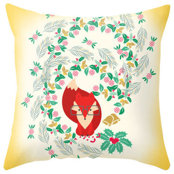 Cute Nerdy Fox Christmas Pillow Cover