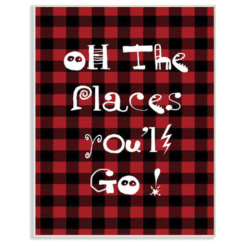 Oh The Places You'll Go Plaid Typography, 10"x15", Wall Plaque Art
