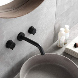 Matte Black Wall Mount Solid Brass Bathroom Faucet - Bathroom Sink Faucets